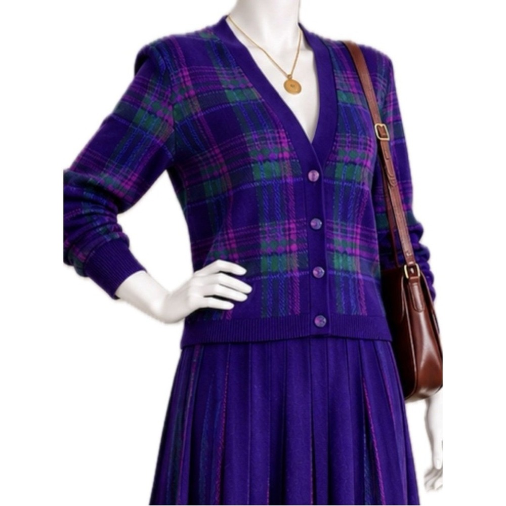 PENDLETON USA Vintage 80s Virgin Wool Tartan Plaid Cardigan Sweater | Women's L